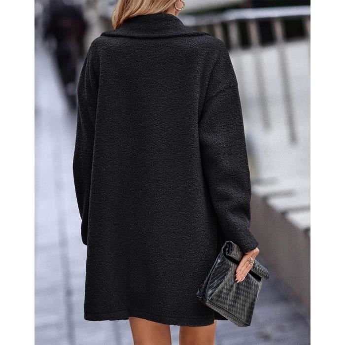 Caban noir sale cintré femme