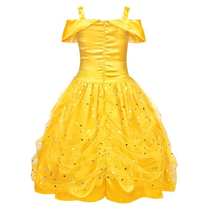 Déguisement Princesse Belle - AMZBARLEY - Costume Enfant - Carnaval,  Halloween, Anniversaire - Jaune Polyester - Cdiscount Jeux - Jouets