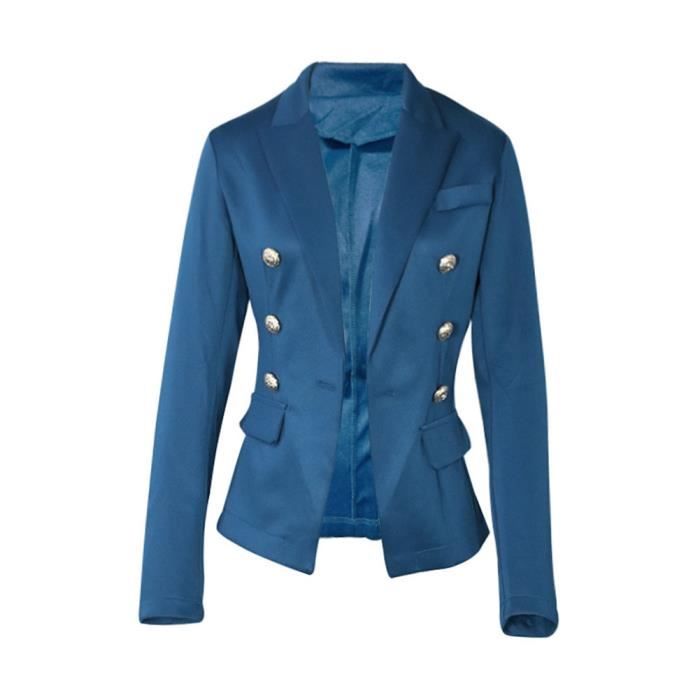 Blazer Bouton Dor Femme Fin Double Boutonnage Blazer Vintage
