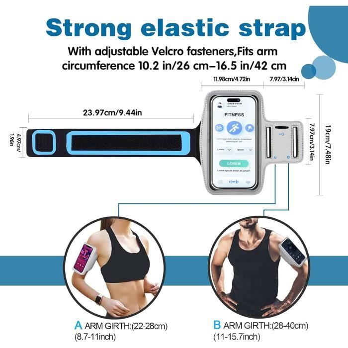 Brassard Sport Noir Pour IPhone (SE, 5 à XS) - Néoprène, Velcro, 11.9cm, Protection 360°