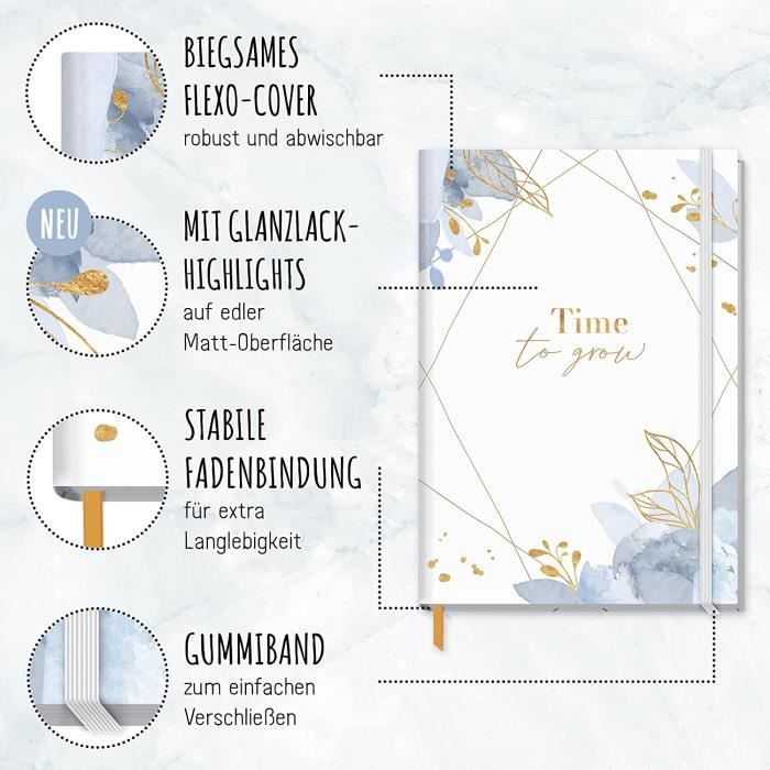 Carnet Ligné A4+ Happy Flower Paper&you – 156 Pages Élastique & Éco
