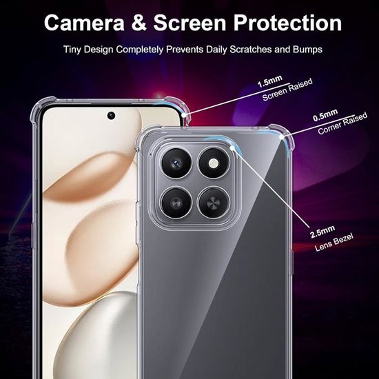 Coque Silicone + 2 Films Verre Trempé Pour Honor 400 Smart 5G - Protection Anti-choc, Anti-rayure, Transparente