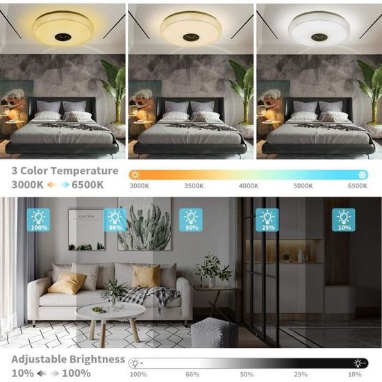Plafonnier sans fil Lampe de plafond de musique colorée Lumière décorative  pour la chambre à manger (36w + contrôle PARTITION - Cdiscount Maison