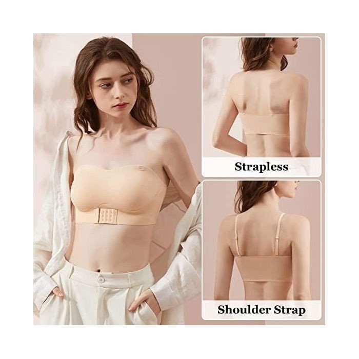 Soutien-Gorge Bandeau Boolavard Lot De 3 - Sans Armature, Sans Couture - Noir, Blanc, Chair