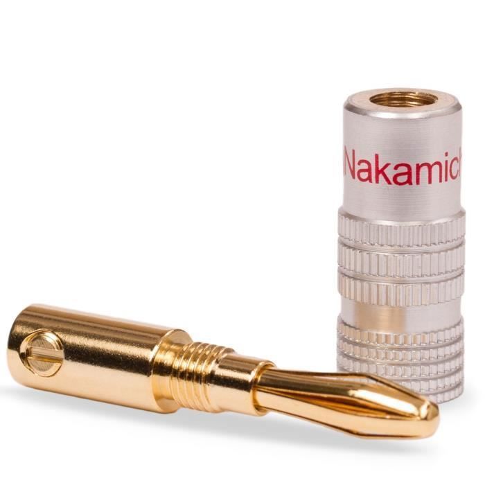 12 Fiches Bananes Plaqué Or 24K - Connecteurs 4,5mm Pour Haut-Parleurs HiFi Et Home Cinéma