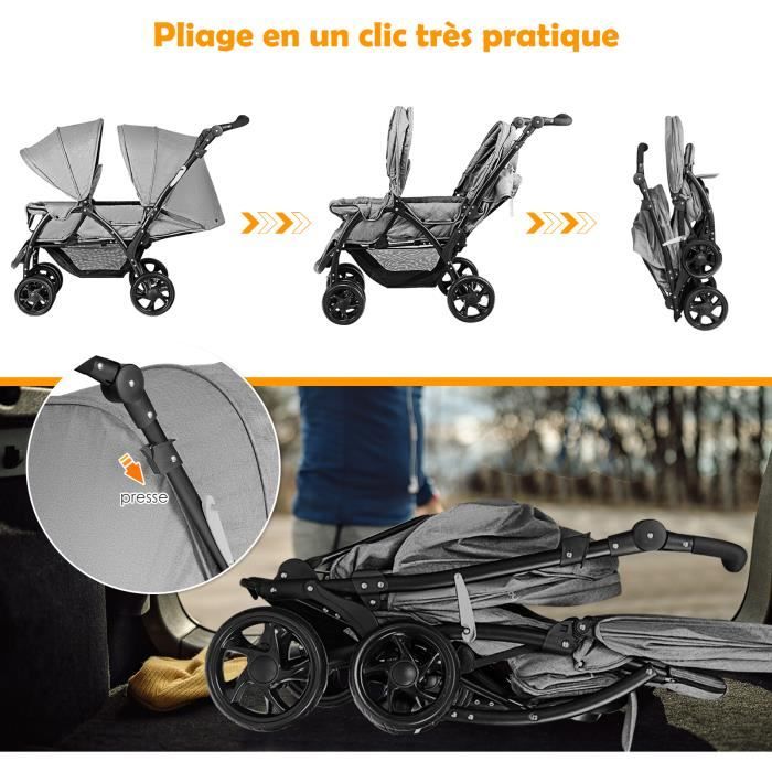 DREAMADE Poussette Double Confortable Compacte Poussette Pliable pour Jumeaux Cdiscount Puericulture Eveil bebe