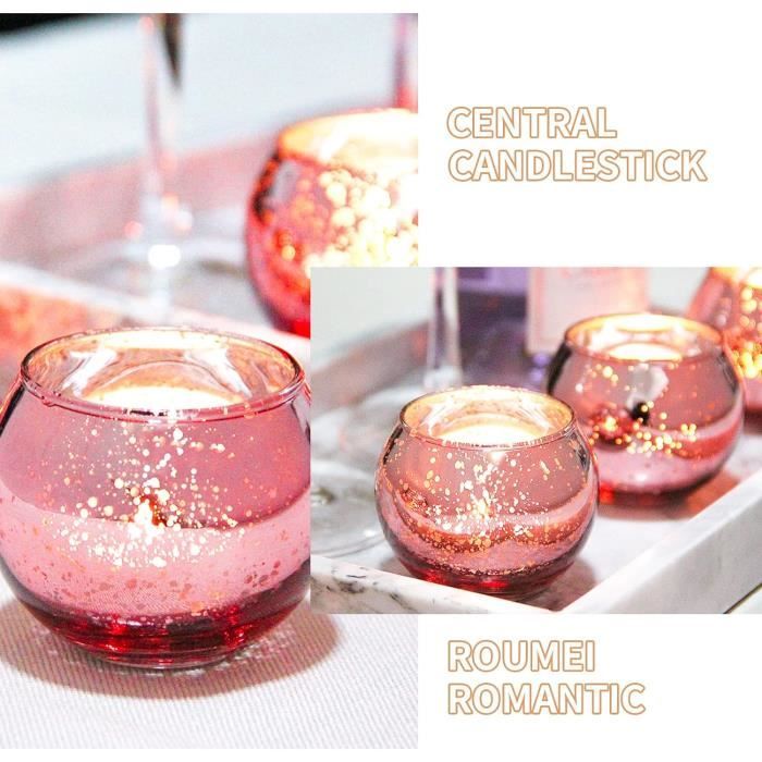 Photophores Dorés En Verre - Lot De 16 | Pour Bougies Chauffe-plat | Décoration Mariage, Noël, Saint-Valentin