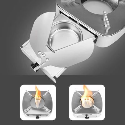 Mini Brûleur à Alcool En Acier Inoxydable - Poêle De Camping Portable Avec Poignée Anti-chaleur Et Couvercle - Pour Fondue, Chauffage