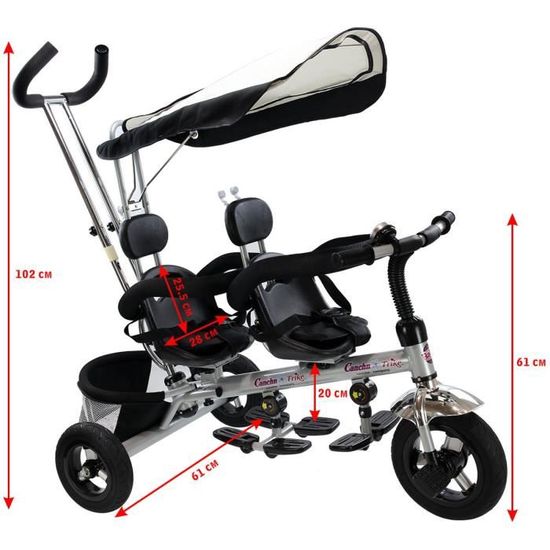 Vélo Tricycle Double Pour Jumeaux Poussette Double Enfant Bike