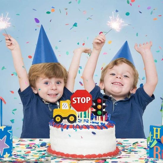 Decoration De Gateau Construction Voiture Deco Gateau Barrage Routier Voiture Kit Anniversaire Pour Enfants Fete 28pcs Cdiscount Maison