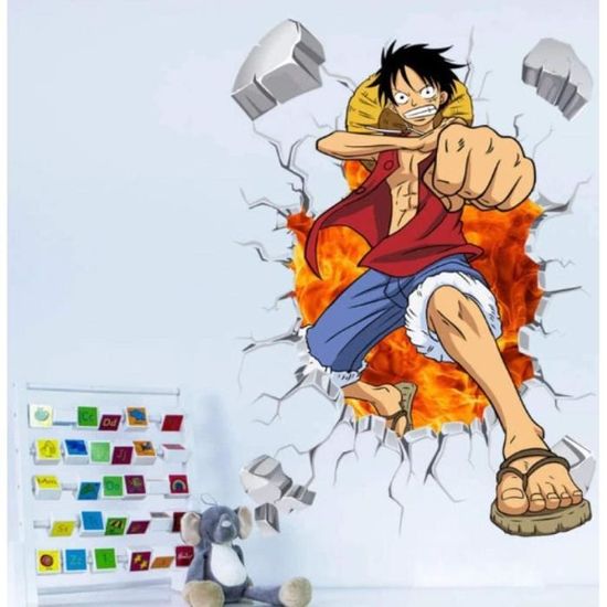 TSTR® One Piece Stickers Muraux Adhésif 3D Luffy Affiche