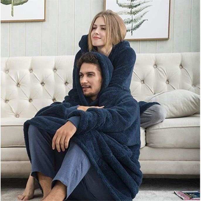 Plaid à Capuche Adulte - Plaid Polaire avec Manche Femme Homme