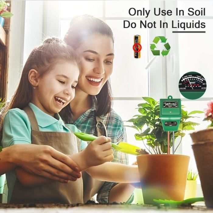 Testeur ph Terre 3 en 1, Soil Tester Kit Testeur Humidité Plantes PH Terre  Metre Sol pour Fleurs/Herbe/Plante/Jardin/Ferme/pelouse - Cdiscount  Bricolage