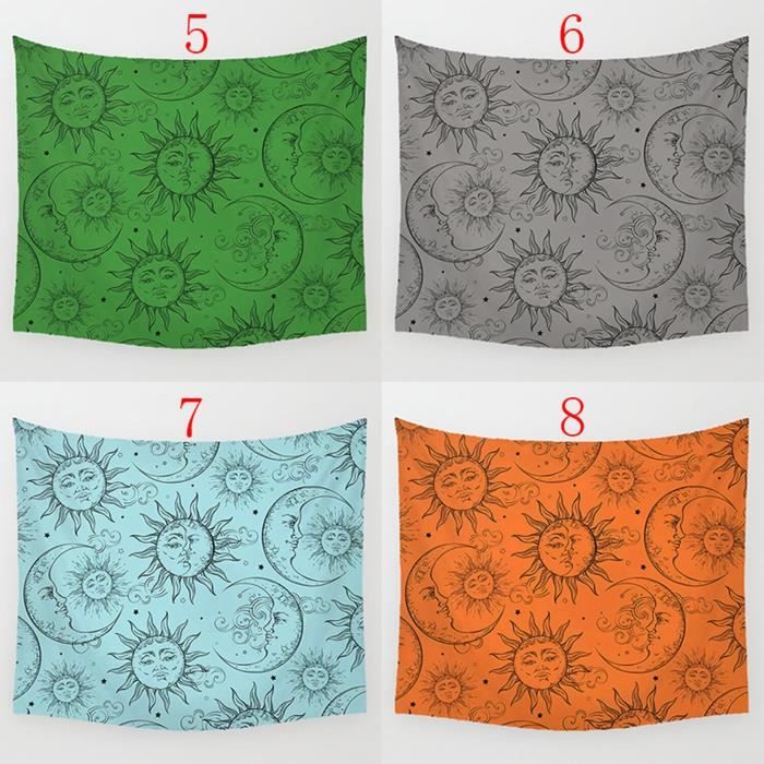 Tapisserie tie-dye soleil et lune : décoration murale