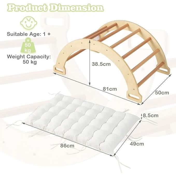 Arche D'escalade Pour Enfants En Bois Naturel Avec Motif De Grenouille