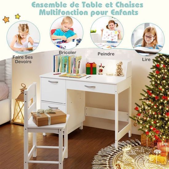 GOPLUS Bureau Enfant avec Chaise, Table d'Étude avec Tableau Blanc et Marqueur, Étagère, Armoire, Bureau Enfant 3+ Ans avec Rangement pour Maison, École, Charge 90/50KG (Violet GOPLUS Bureau Enfant avec Chaise, Table d'Étude avec Tableau Blanc et Marqueur, Étagère, Armoire, Bureau Enfant 3+ Ans avec Rangement pour Maison, École, Charge 90/50KG (Violet