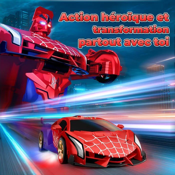 Voiture Télécommandée Transformable En Robot Spider - Lumières, 2,4 GHz, Rotation 360° - Jouet Enfant 3-12 Ans