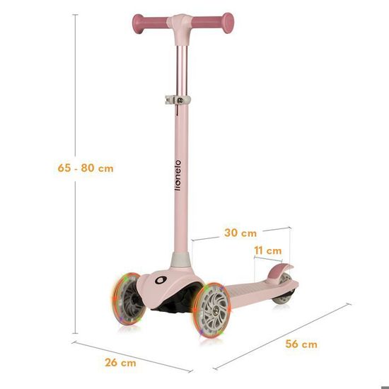 Trottinette Équilibre Lionelo Jessy 3 Roues Avec Roues LED, Guidon Réglable Pour Enfants De 3 Ans à 50 Kg
