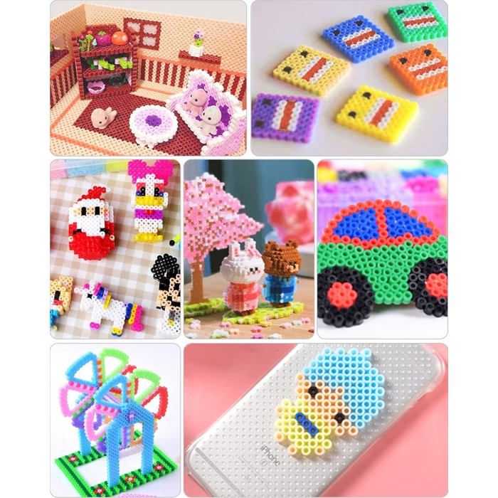 Kit De Perles à Repasser – 3000 Perles De 5 Mm, 16 Couleurs, Avec Accessoires Et Motifs – Activité Créative Pour Enfants