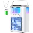 Climatiseur Mobile Portable Rafraichisseur d'air avec Batterie Rechargeable, 3 Vitesses, 3 Modes de Brume, 60° Oscillation, 600ML