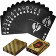 Jeu de cartes de poker MAXSTORE - 54 cartes - Couleur noir/or - 100% plastique-0