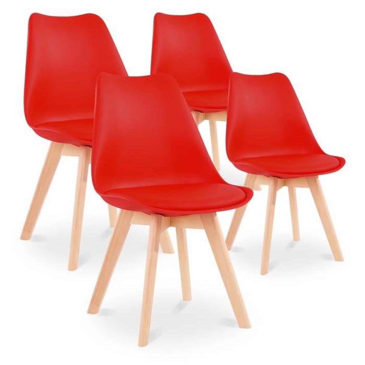Lot de 6 chaises style scandinave Catherina Rouge - Achat / Vente Lot de 6 chaises style scandinave Catherina Rouge - Achat / Vente