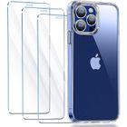WOSHITE iPhone 12/12 Pro 6.1'' Verre Trempé 3 Pack + 1*Coque Étui Transparent en Silicone TPU iPhone 12/12 Pro Cover Case Protection