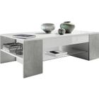 Vladon Table de Salon Table basse Clip en Blanc avec des bordures en Aspect Béton Oxyde