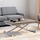 IDMARKET Table basse extensible relevable en table à manger rectangulaire URBANA plateau effet béton pied gris