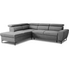 CASAPY Canapé d'angle convertible réversible avec coffre - 5 places - KASIMIR - Tissu anthracite - 258 x 79/98 x 219 cm