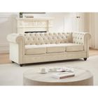 VENTE-UNIQUE Canapé 3 places en velours beige CHESTERFIELD