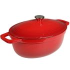 Cocotte Fonte Émaillée VeoHome Ovale 6L, Faitout Ultra Résistant,Marmite Compatible Induction-Gaz-Four, Cuisson Homogène
