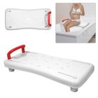 XMTECH Siège et étagère de baignoire avec Rouge poignée, Surface Antidérapant en Plastique 70x30x5cm, Blanc