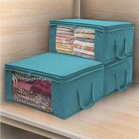 Boîte de rangement sous le lit BEMSM-3PCS pour couette, couverture, oreiller, jouet, vêtements - Bleu