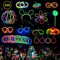 Lot de 200 bracelets lumineux pour fêtes - LED 7 couleurs - DIY Glow Sticks pour Noël, Mariage, Anniversaire