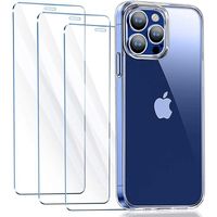 iPhone 12/12 Pro 6.1'' Verre Trempé 3 Pack + 1*Coque Étui Transparent en Silicone TPU iPhone 12/12 Pro Cover Case Protection d'écran