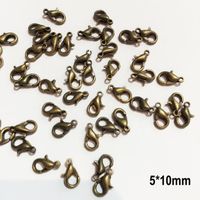 Lot  de 50  Fermoirs  mousqueton  métal  bronze qualité pour création de collier et bracelet  taille au choix - 5*10mm