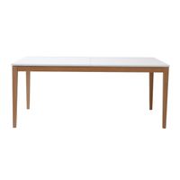 Miliboo - Table à manger design extensible blanche pieds bois L180-260 DELAH