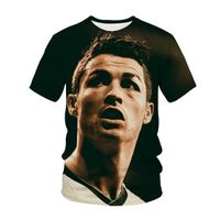 t shirt été humour,Cristiano Ronaldo 3D impression T-Shirt Football Star Streetwear hommes femmes mode à manches courtes T-Shirt CR