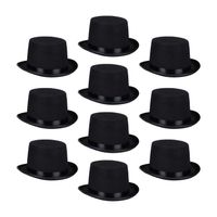 10 x Zylinderhut schwarz, Fasching, Karneval, Zauberer, Magier, Einheitsgröße, Gentleman, Byron, black