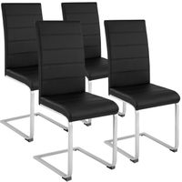 TECTAKE Ensemble 4 chaises de salle à manger BETTINA Dossier ergonomique Rembourré avec revêtement aspect cuir - Noir