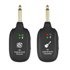 Système Sans Fil Pour Guitare - 2 émetteurs + 1 Récepteur, Rechargeable, Compatible 3,5 Mm Et 6,35 Mm, Portée 30 M