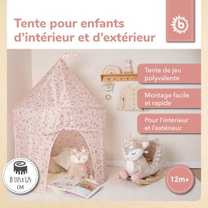 Tente Pop-up Bieco Vintage Flowers – Tente De Jeu Princesse Pour Fille, Avec Fenêtres En Maille Et Porte Enroulable, Pour Intérieur Et Extérieur