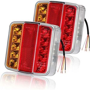 Lot De 2 Feux Arrière LED 24V Pour Camion – Avec Avertisseur De Recul Et Éclairage Plaque Immatriculation, Ultra Puissants Et Étanchés