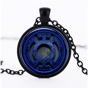 Vintage Bleu Octopus Photo dôme en verre noir chaîne collier pendentif en gros