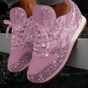 BASKET Baskets de Jogging pour femmes - REMYCOO - Chaussures à paillettes décontractées - Rose