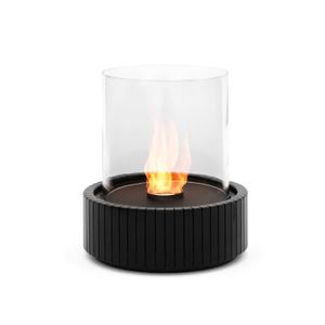 CHEMINÉE Cheminée au bioéthanol - Planika Lotus - Dessus de table portable pour intérieur et extérieur, avec cylindre en verre - noir 32 x 34