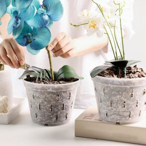 POT DE FLEUR YOSOO Lot de 5 pots à orchidées transparents avec 
