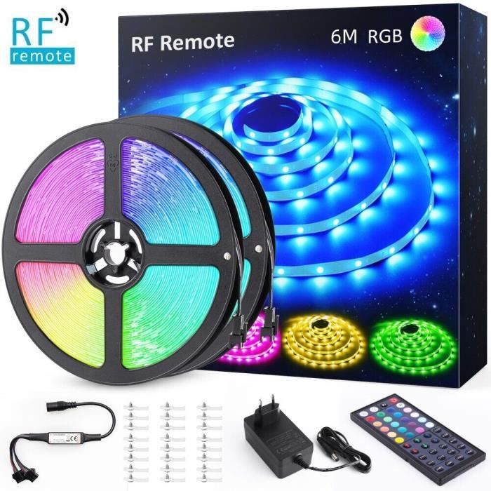 Ruban LED, Hoteril Bande LED 6M [2*3M] 5050 RGB Etanche avec Télécommande ,  Bandeau Lumineux 16 Couleurs et 4 Modes, Luminosité-Vi - Cdiscount Maison