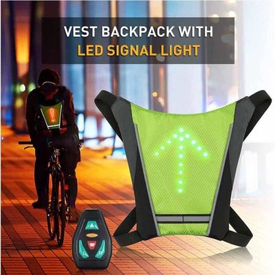 Sac à Dos Vélo Réfléchissant Sac à Dos Réfléchissant MS Life 15L - LED USB Rechargeable - Indicateurs De Direction Pour Vélo Nuit - Étanche Casque Trottinette Electrique Adulte